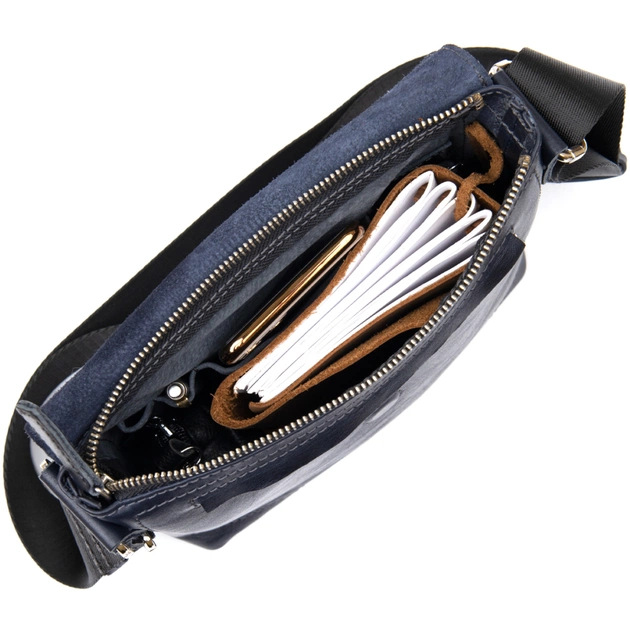 Сумка Grande Pelle Шкіряна чоловіча Темно-синя (11433) - зображення 6