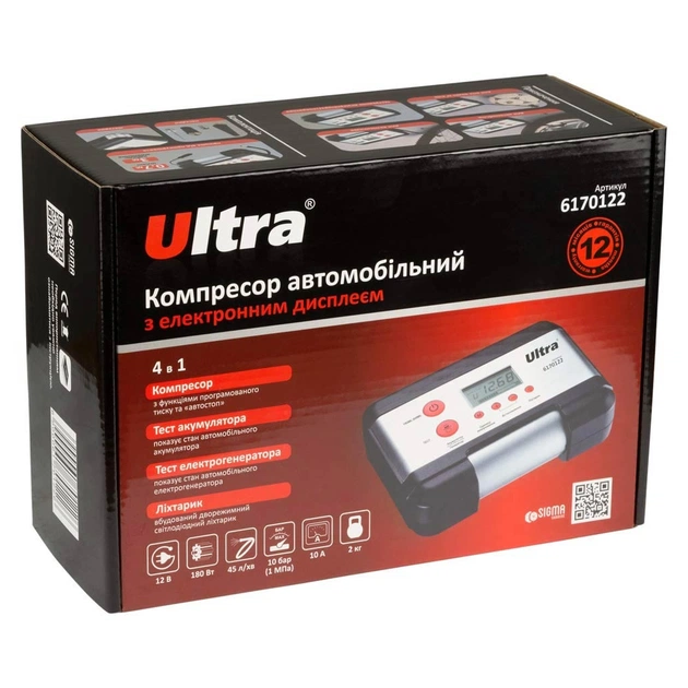Автомобільний компресор Ultra 12В 180Вт 10А 45л/мин 10бар (6170122) - picture 10