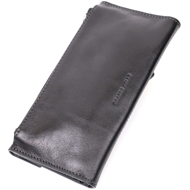 Гаманець Grande Pelle З монетницею зовні з натуральної шкіри Чорний (11646) - зображення 2