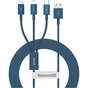 Дата кабель USB 2.0 AM to Lightning + Micro 5P + Type-C 1.5m 3.5A blue Baseus (CAMLTYS-03) - уменьшенное изображение 1