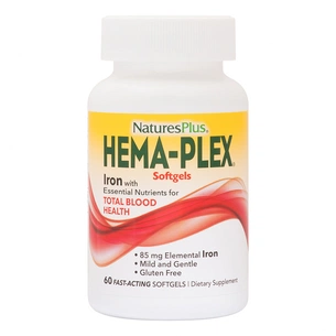 Мінерали Natures Plus Комплекс з залізом Hema-Plex, Iron, Nature's Plus, 60 Мягких (NAP-37691) зображення 1