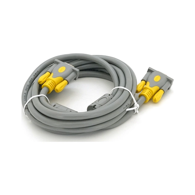 Кабель мультимедійний VGA M to VGA M 3.0m 1080P grey-yellow Merlion (YT-VGA(M)/(M)3+6GR-3m) - зображення 1