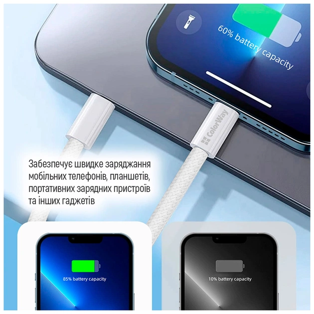 Дата кабель USB-C to Lightning 1.0m 27W grey ColorWay (CW-CBPDCL061-GR) - picture 12