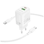 Зарядний пристрій BOROFONE BN29 Fuente 1xUSB-C PD30W + 1xUSB QC3.0 + cable USB-C to USB-C White (6941991120343) - зменшене зображення 5