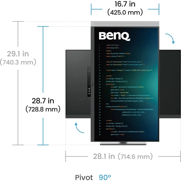 Монітор BenQ RD320U Metallic Grey - picture 12
