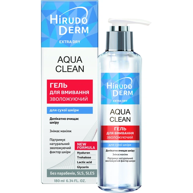 Гель для вмивання Біокон Hirudo Derm Extra-Dry Aqua Clean Зволожувальний 180 мл (4820008318725) - зображення 1