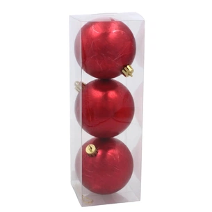 Ялинкова іграшка Chomik пластикові кульки 3 шт, 8см, червоні (5900779893870_3) зображення 1