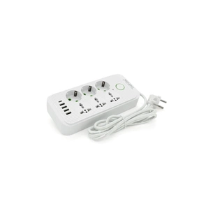 Мережевий фільтр живлення Voltronic F07U, 6 роз (3 EU+3 Universal), 4USB White (F07U-White) зображення 1