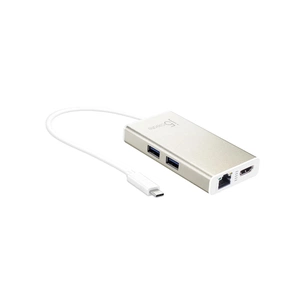 Концентратор J5create USB-C 5-in-1 2xUSB 3.0 + HDMI 4K + USB-C PD + RJ45 1000Mbps gray (JCA374-N) зображення 1