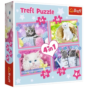 Пазл Trefl Кумедні коти 4 in 1 (35, 48, 54, 70) елемента (5900511343960) зображення 1