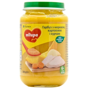 Дитяче пюре Milupa Гарбуз з морквою, картоплею і курчам 200 г (5900852044014) изображение 1