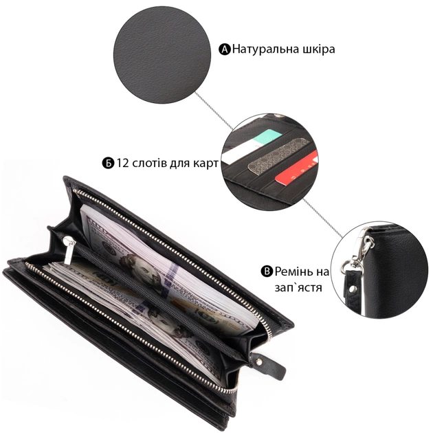 Кошелек ST Leather Кожаный женский Черный (19274) - изображение 4