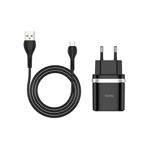 Зарядний пристрій HOCO C12Q Smart USB QC3.0 + cable Micro 18W Black (6931474716279) зображення 1