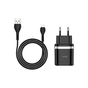 Зарядний пристрій HOCO C12Q Smart USB QC3.0 + cable Micro 18W Black (6931474716279) - зменшене зображення 1