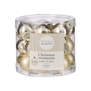 Ялинкова іграшка House Of Seasons Скляні кульки 24 шт D2.5 см Шампань (8718861800029) зображення 1