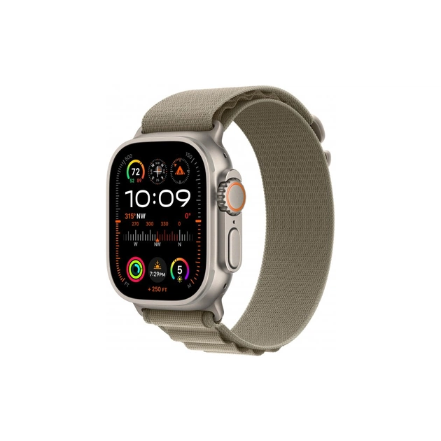 Смарт-годинник Apple Watch Ultra 2 GPS + Cellular, 49mm Titanium Case with Olive Alpine Loop - Medium (MREY3UL/A) - изображение 1