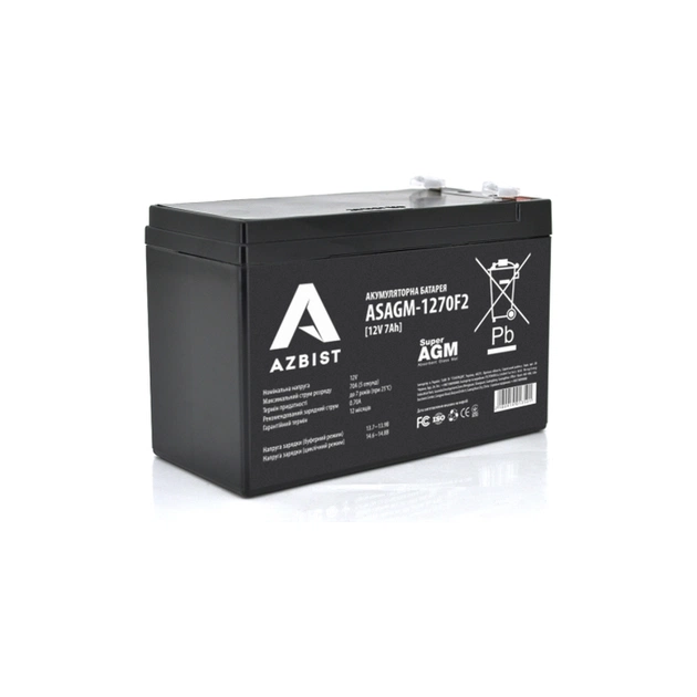 Батарея к ИБП AZBIST 12V 7Ah Super AGM (ASAGM-1270F2) - изображение 1