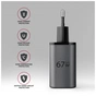 Зарядний пристрій AXAGON 1xUSB-C PD67W + 1xUSB QC4+ PPS display gray (ACU-PQ67D) - зменшене зображення 6
