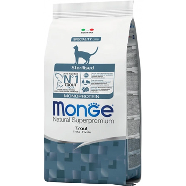 Сухий корм для кішок Monge Cat Monoprotein Sterilised з фореллю 400 г (8009470005463) - зображення 1