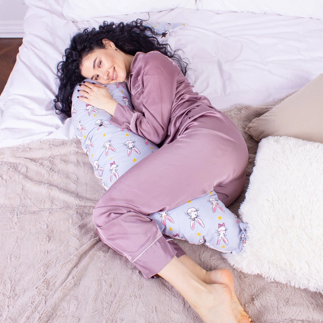 Подушка MirSon для вагітних та годування №8310 Print Line 17-0527 Bunnies Бязь 30х170х20 см (2200006200352) - picture 6