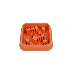 Посуд для котів WahoPet Миска для повільного годування з рибками 200 мл помаранчова (2700000023693) зображення 1