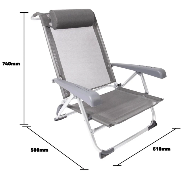 Крісло складане Bo-Camp Saint-Tropez Grey (1204796) (DAS303395) - picture 2