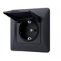 Розетка Videx BINERA 1ая із заземленням і кришкою черн (VF-BNSK1GС-BG) - уменьшенное изображение 2