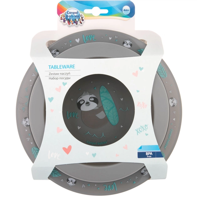 Набор детской посуды Canpol babies Exotic Animals Серый 2 шт. (56/523_grey) - изображение 4