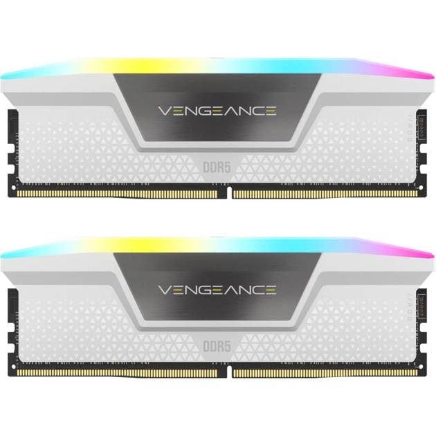 Модуль пам'яті для комп'ютера DDR5 64GB (2x32GB) 6000 MHz XMP 3.0 Vengeance RGB White Corsair (CMH64GX5M2B6000C40W) - зображення 1