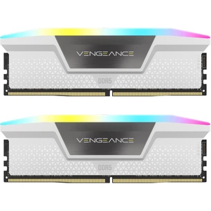 Модуль пам'яті для комп'ютера DDR5 64GB (2x32GB) 6000 MHz XMP 3.0 Vengeance RGB White Corsair (CMH64GX5M2B6000C40W) зображення 1