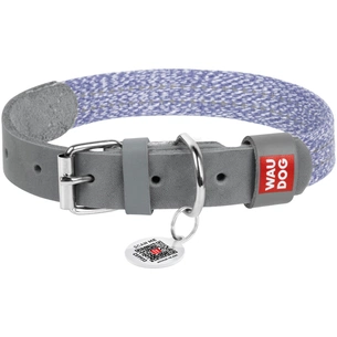 Нашийник для тварин WAUDOG Classic зі шкіри та відновленої бавовни M 20 мм х 30-39 см сірий (589211) зображення 1