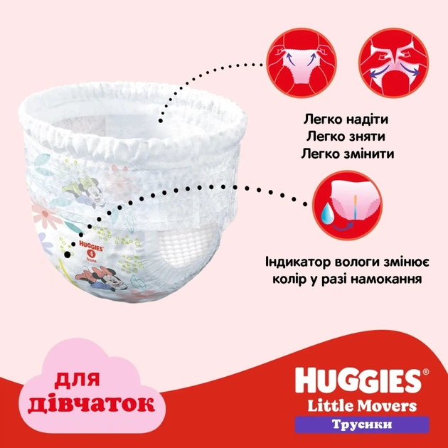 Підгузки Huggies Little Movers/Pants 5 (12-17 кг) для дівчаток 96 шт (5029054568170) - picture 11