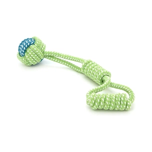 Іграшка для собак Voltronic Мотузка-апорт із вузлами форма кулі 6х27 см зелено-синя (YT41106) зображення 1