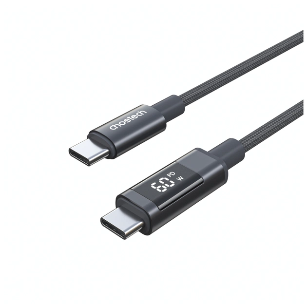 Дата кабель USB-C to USB-C 1.2m PD60W digital display nylon gray Choetech (XCC-1068-GY) - изображение 1