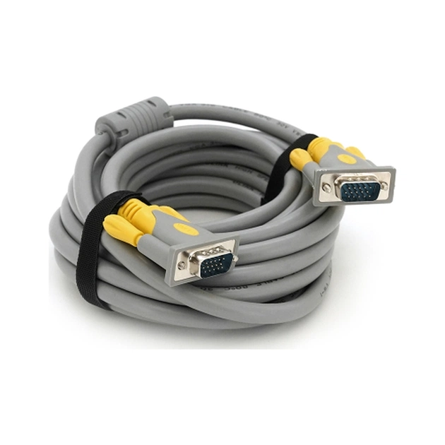 Кабель мультимедийный VGA M to VGA M 5.0m 1080P grey-yellow Merlion (YT-VGA(M)/(M)3+6GR-5m) - изображение 1