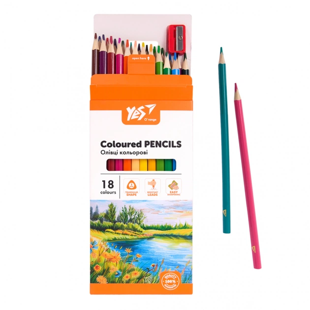 Олівці кольорові Yes Orange Line 18 кольорів з точилкою (290739) - picture 5
