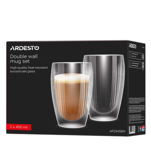 Набір склянок Ardesto 450мл, 2шт, боросилікатне скло, прозорий (AR2645BN) - picture 6