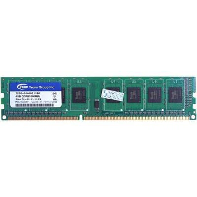 Модуль пам'яті для комп'ютера DDR3 4GB 1600 MHz Team (TED34GM1600C11BK / TED34G1600C11BK) - зображення 1