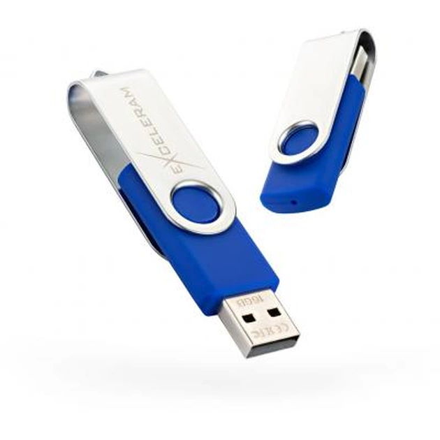 USB флеш накопичувач eXceleram 8GB P1 Series Silver/Blue USB 2.0 (EXP1U2SIBL08) - зображення 1