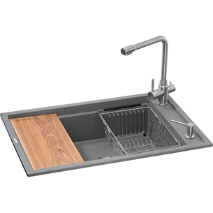 Мийка кухонна GRANADO Optimal Artes grafito (+ змішувач Badalona LUX inox + дозатор Redondo inox + коши (ksg1209) зображення 1