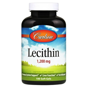 Амінокислота Carlson Лецитин, 1200 мг, Lecithin, 100 желатинових капсул (CL8621) зображення 1