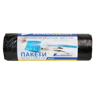 Пакети для сміття Buroclean EuroStandart міцні чорні 160 л 10 шт. (4823078922908) зображення 1