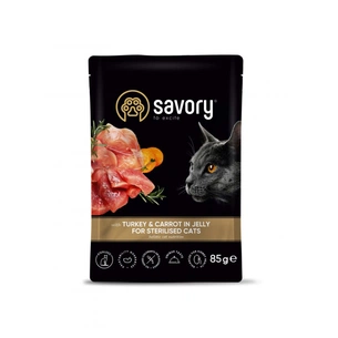 Вологий корм для кішок Savory індичка з морквою в желе для стерилізованих 85 г (4820261920109) зображення 1