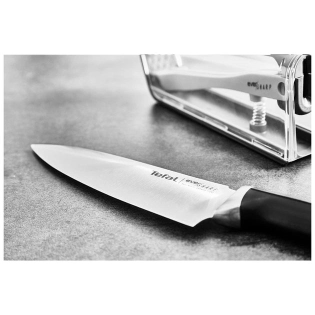 Кухонний ніж Tefal Eversharp, 16.5см, з чохол-точило нержавіюча сталь, чорний (K2569004) - зображення 7