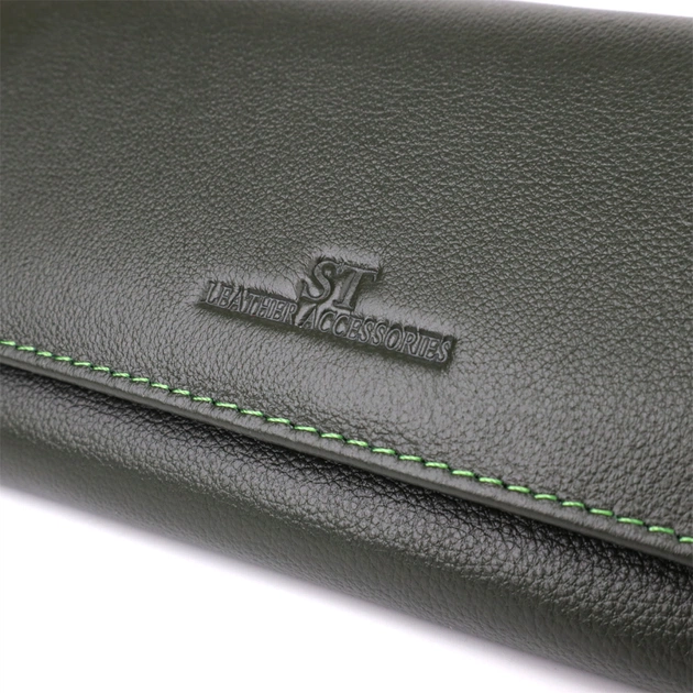 Гаманець ST Leather З натуральної шкіри Зелений (23067) - изображение 5