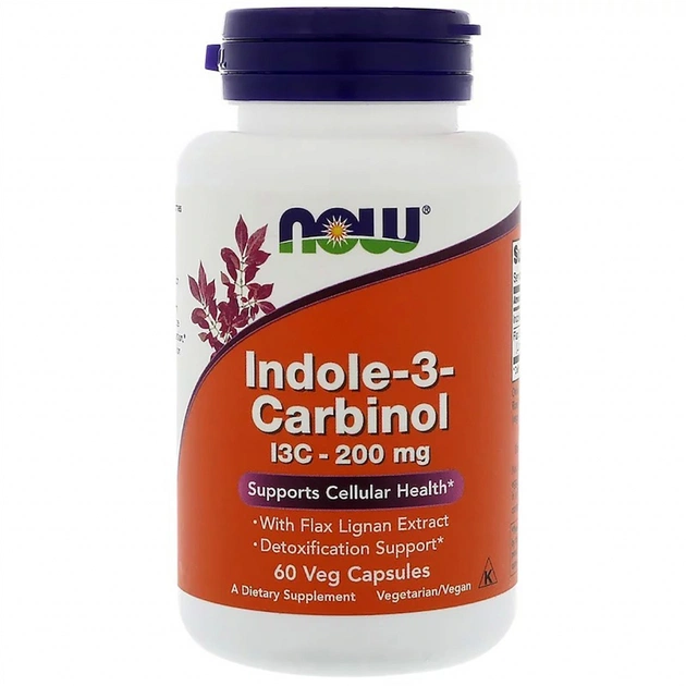 Трави Now Foods Індол 3 карбінолу (I3C) 200 мг, 60 желатинових капсул (NOW-03056) - зображення 1