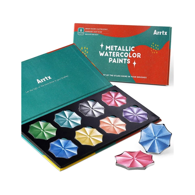 Акварельні фарби Arrtx APW-001-M0108, Металік 8 кольорів (LC303281) - picture 1