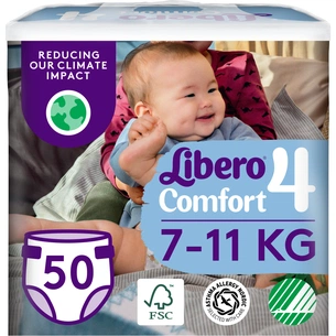 Підгузки Libero Comfort Розмір 4 (7-11 кг) 50 шт (7322541756844) зображення 1