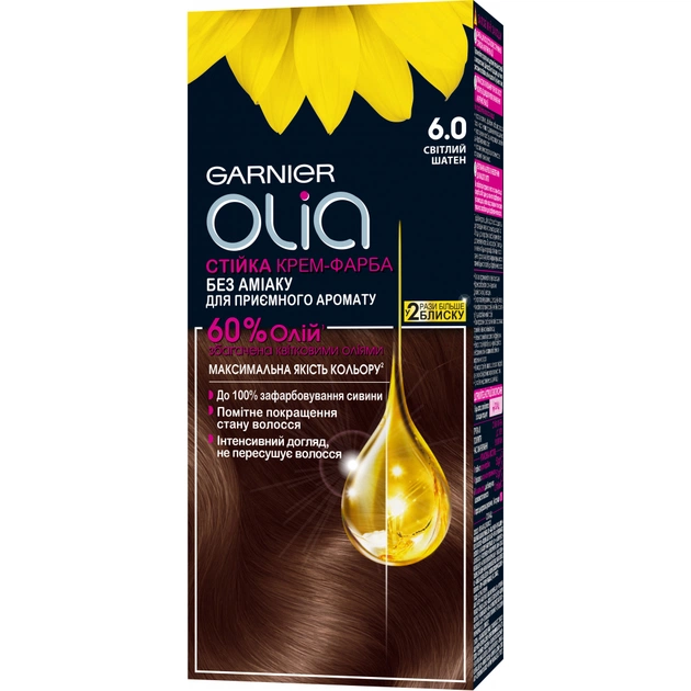 Фарба для волосся Garnier Olia 6.0 Світлий шатен 112 мл (3600542243681) - изображение 1