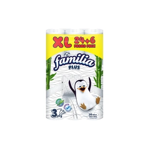 Туалетний папір Familia 3 шари 24+6 рулонів (8690536023479) зображення 1